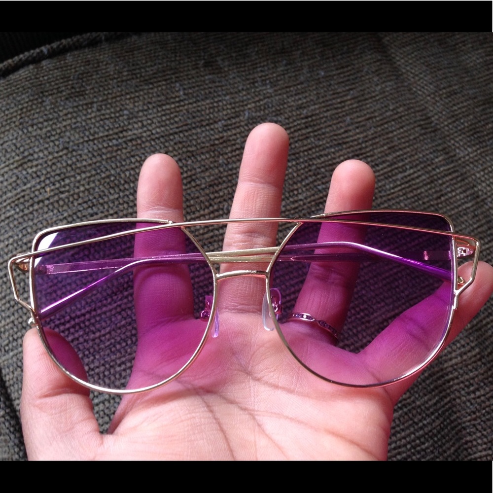 NWOT Cute Fashion Purple Gold Cat Eye Sunglasses - Picture 1 of 4